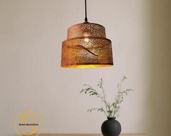 Copper Hammered Pendant Light, Rustic Modern Kitchen Island Hanging Fixture, Copper Dome Ceiling Light