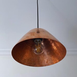 Copper Pendant Light Kitchen, Vintage Island Light Fixture, Copper Dome Ceiling Light, Farmhouse Copper Lamp image 4