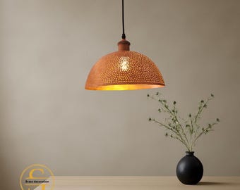 Handmade Copper Dome Pendant Light, Hammered Copper Pendant Lamp
