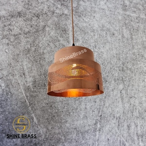 Aged Copper Pendant Light, Engraved Dome Ceiling Light, Handmade Kitchen Island Light Fixture,Rustic Handcrafted Patina Copper Ceiling Light