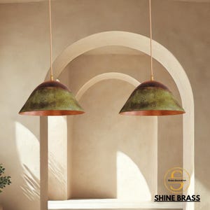 Green Patina Pendant Lights,Aged Copper Vintage Lighting,Elegant Oxidized Copper Pendant Light Island Kitchen Light Fixtures,Verdigris Lamp