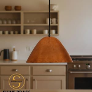 Copper Pendant Light Kitchen, Vintage Island Light Fixture, Copper Dome Ceiling Light, Farmhouse Copper Lamp image 8