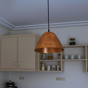 Copper Pendant Light Kitchen, Vintage Island Light Fixture, Copper Dome Ceiling Light, Farmhouse Copper Lamp image 6