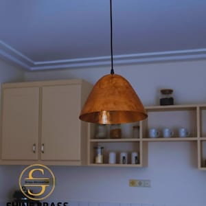Copper Pendant Light Kitchen, Vintage Island Light Fixture, Copper Dome Ceiling Light, Farmhouse Copper Lamp image 1
