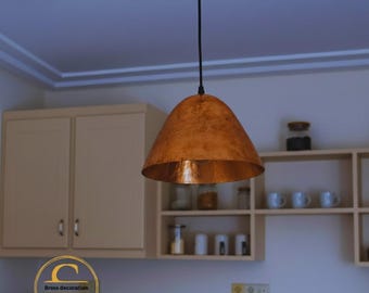 Copper Pendant Light Kitchen, Vintage Island Light Fixture, Copper Dome Ceiling Light, Farmhouse Copper Lamp