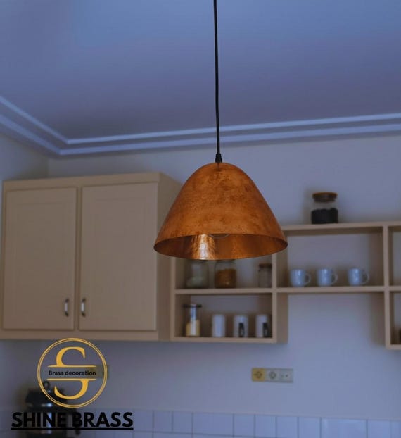 Copper Pendant Light Kitchen, Vintage Island Light Fixture, Copper Dome Ceiling Light, Farmhouse Copper Lamp