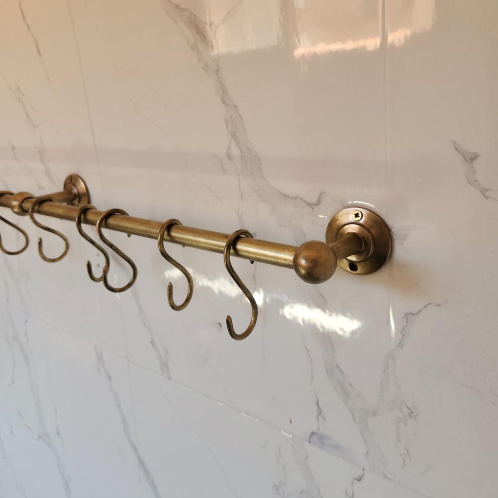 Pot Rack Rail Handmade Bronze Pot Rack, Wall Mounted Brass Pot Rail, Kitchen Pot ...