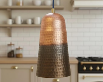 Solid Copper Patina Farmhouse Light Fixture, Handmade Copper Ceiling Light, Rustic Kitchen Island Pendant