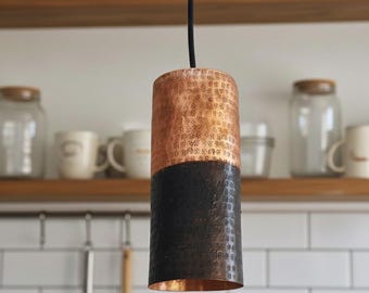 Solid Copper Patina Farmhouse Light Fixture, Handmade Copper Ceiling Light, Rustic Kitchen Island Pendant