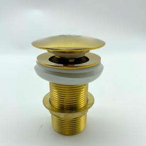 Unlacquered brass sink drain, Bathroom Sink Drain With Overflow, Vanity Vessel Sink Drain,Push Up Button