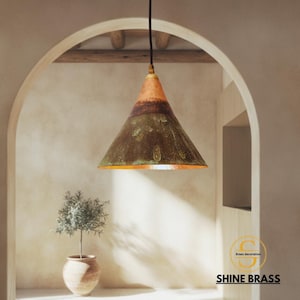 Oxidized Copper Pendant Light, Handcrafted Green Patina Farmhouse Light Fixture,Aged Copper Vintage Lighting, Oxidized Ceiling Light