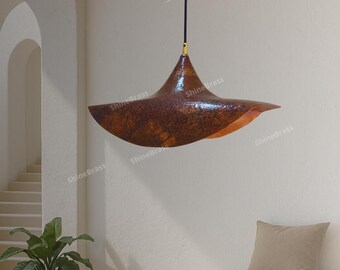 Handcrafted Solid Copper Pendant Light,Antique Copper Ceiling Lamp,Customizable Modern Rustic Lighting,Oxidized Copper Pendant Lamp