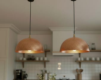 Set of 2 pendant Copper Light Fixtures, Copper Patina Lamp, Kitchen Island Lighting, Handcrafted Ceiling Light Fixture,Copper Hanging lights