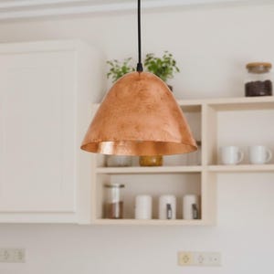 Copper Pendant Light Kitchen, Vintage Island Light Fixture, Copper Dome Ceiling Light, Farmhouse Copper Lamp image 7
