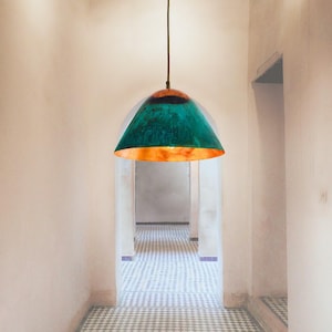 Handmade Green Patina Copper Pendant Light, Hammered Kitchen Island Light Fixture, Oxidized Dome Ceiling Light, Rustic Pendant Lamp