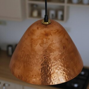 Copper Pendant Light Kitchen, Vintage Island Light Fixture, Copper Dome Ceiling Light, Farmhouse Copper Lamp image 3