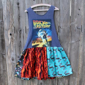 XLarge Back to the future Dress/Nerd Babydoll Dress/Natural Geek/Upcyled Clothing/Geek Couture/Nerd Dress/Doc Brown, Marty McFly, Delorean