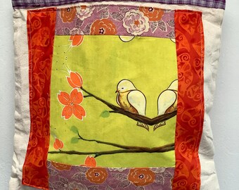 Love Birds Market Bag/Repurposed Upcycled Market Bag/Canvas tote/Eco Grocery tote bag/Upcycled Bag/Upcycled Purse/No Plastic bag/Doves Birds