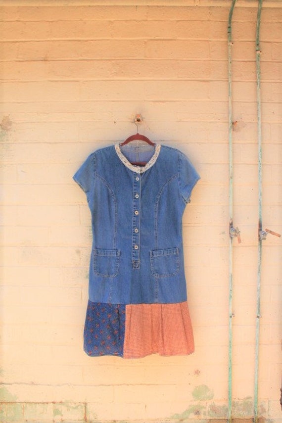 Medium Jean Cowgirl Dress/Upcycled 