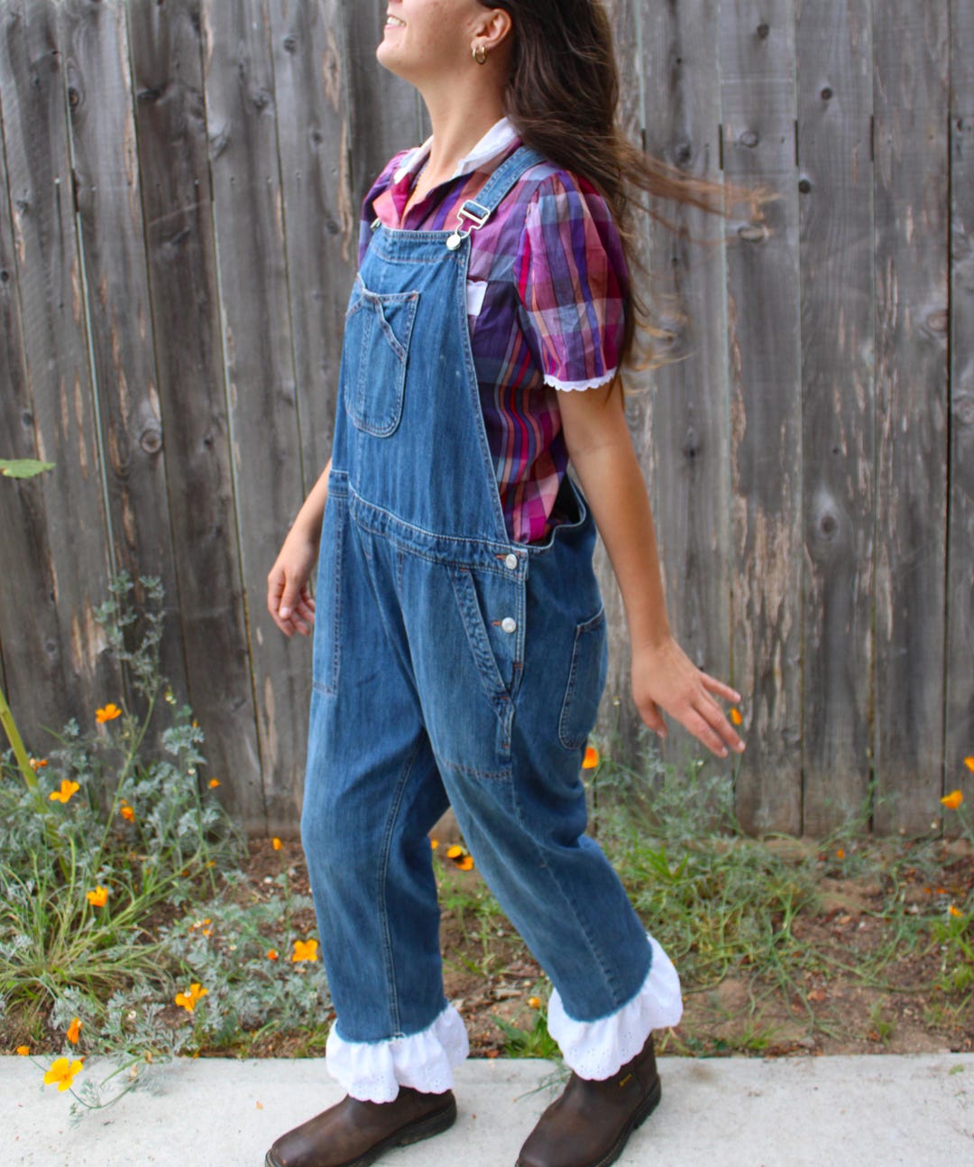 Rustic Overalls Upcycled Denim Overalls With Lace Trim: Farm Cowgirl Couture - Etsy