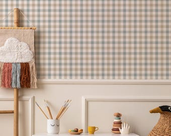 Colorful Check Wallpaper, Peel and Stick Kids Wallpaper, Nursery Pattern Removable Mural