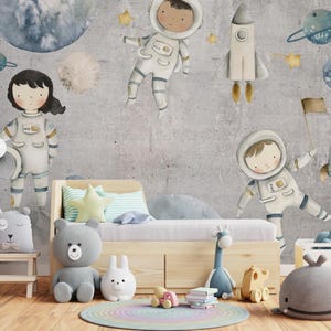 Astronaut Space Wallpaper – Peel and Stick Galaxy Mural | Removable Space Wall Art for Kids Room, Playroom or Modern Living Spaces