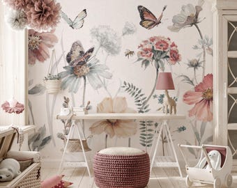Botanical Butterfly Wallpaper – Peel and Stick Wall Mural