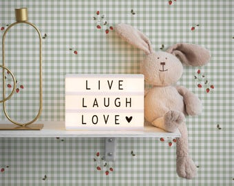 Peel-and-Stick-behang met aardbei-ruit, Cottagecore kinderkamerbehang, kindermuurschildering