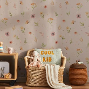 Cute Flowers Pattern Wallpaper, Kids Wallpaper Peel and Stick, Nursery Wall Decal, Removable Wallpaper Kids, Nursery Wallpaper, Adhesive