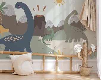 Nursery Dinosaur Wallpaper – Kids Peel and Stick Wall Mural