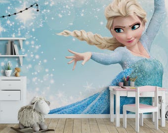 Frozen Snow Wallpaper – Peel and Stick-muurschildering meisjes