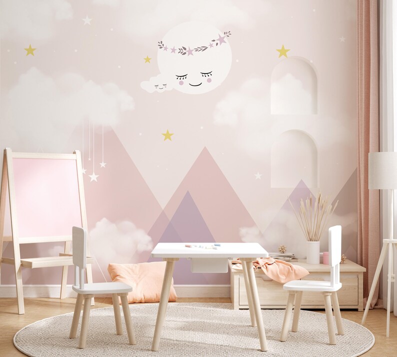 Dreamy Night Sky Nursery Wallpaper – Removable Peel and Stick Mural - Etsy