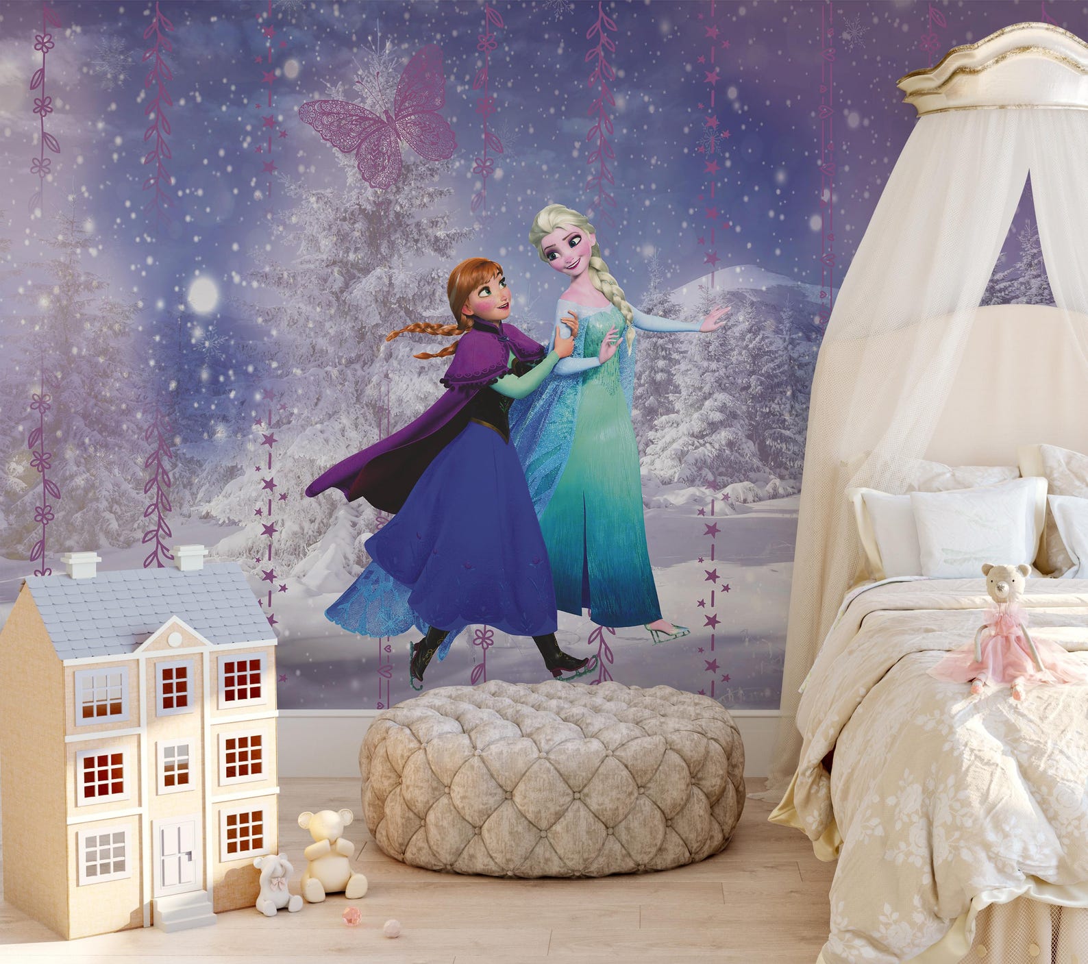 Elsa and Anna Frozen Wallpaper – Peel and Stick Girls Wall Mural - Etsy