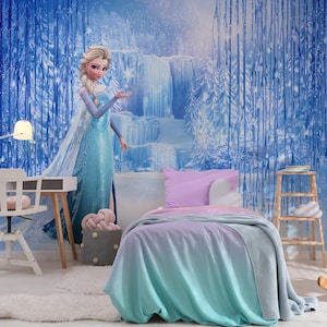 Elsa Frozen Wallpaper Peel and Stick, Frozen Wallpaper mural, prinses verwisselbaar behang, kinderkamer behang, muur muurschildering decor meisjes