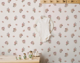 Papel de parede floral vintage para quarto de bebê, mural de parede autoadesivo para quarto infantil.