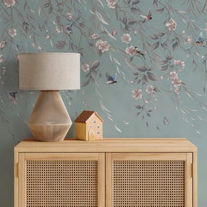 Blue Green Chinoiserie Wallpaper – Peel and Stick Wall Mural