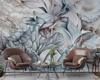 Abstract Floral Wallpaper Mural: Modern Peel and Stick Wall Art