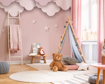 Pastel Pink Clouds Wallpaper – Removable Peel and Stick Nursery Mural