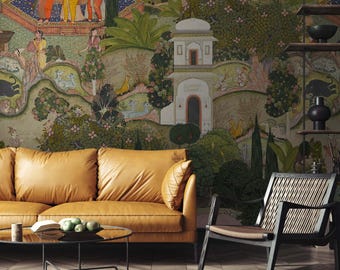 Lush Jaipur Garden Peel and Stick Wallpaper: Tropical Gothic Removable Wallpaper