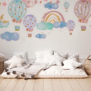 Balloons Stars Rainbow Wallpaper – Peel and Stick Nursery Wall Mural