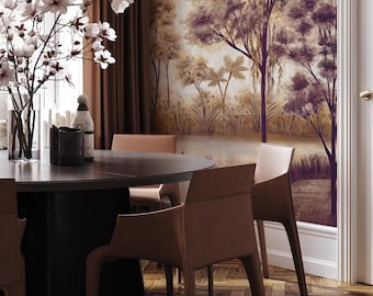 Papel pintado vintage con paisaje tropical: mural autoadhesivo y extraíble