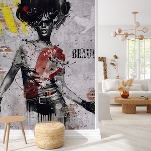 Carta da parati Freestyle Girl Fashion, decorazione da parete chic e alla moda, motivo ispirato alla passerella, arte da parete moderna per camera da letto, spazio boutique per soggiorno