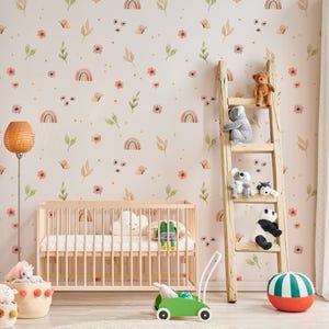 Niedliche Tapete mit Regenbogenmuster, Kindertapete zum Schälen und Aufkleben, Kinderzimmer Tapete, Kinderzimmer Tapete, Klebstoff