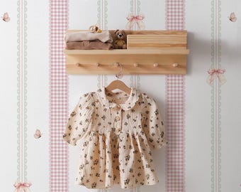 Roze pastel strik Peel and Stick behang, Coquette kinderkamer behang, meisjeskamer kindermuurschildering
