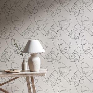 Abstract Faces Modern Art Wallpaper – Peel and Stick Wall Mural