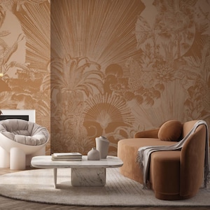Modern Monochrome Tropical Wallpaper – Peel and Stick Wall Mural