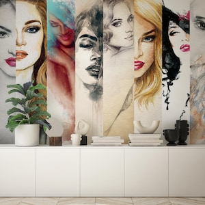 Carta da parati alla moda femminile, decorazioni murali chic e alla moda, motivi ispirati alle passerelle, arte murale moderna di lusso per la camera da letto, spazi boutique del soggiorno