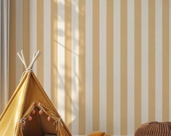 Gele streep Peel and Stick kinderkamerbehang, neutrale kinderkamermuurschildering, klassieke kinderkamerinrichting