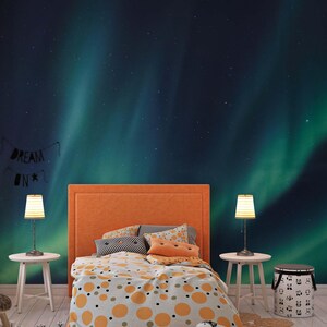 Carta da parati Aurora Northern Lights, carta da parati per bambini staccabile e attaccabile, decalcomania da parete per cameretta dei bambini, carta da parati rimovibile per bambini, carta da parati per cameretta dei bambini, decorazione da parete