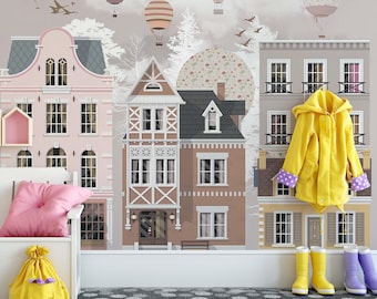 City View Kids Wallpaper – Peel and Stick Building Mural